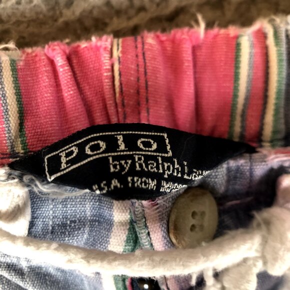 Vintage 90s Cross Colours Striped Shorts Multi Color Preppy HipHop Retro Size 36 - Picture 3 of 7